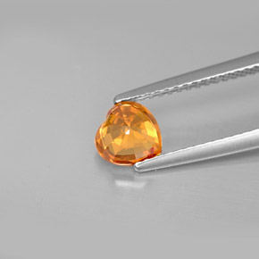 Zaffiro naturale arancione da 1,07 ct, a forma di cuore, VS