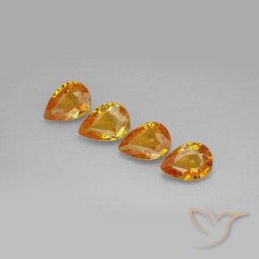 Gemme di Zaffiro Arancio Scuro-Oro naturale da 3.19 ct, Forma a pera, VVS-VS