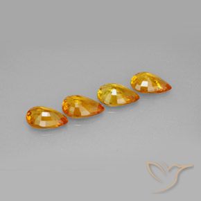 Gemme di Zaffiro Arancio Scuro-Oro naturale da 3.19 ct, Forma a pera, VVS-VS