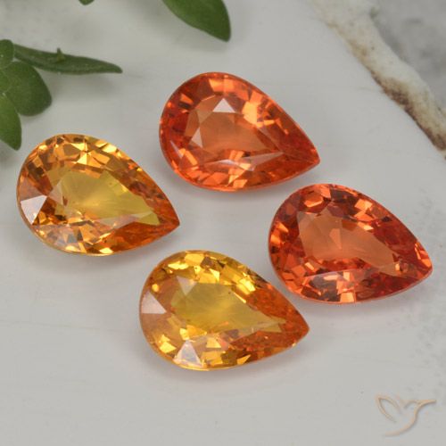 Zaffiro naturale arancione da 3,85 ct, taglio a pera, VVS-VS