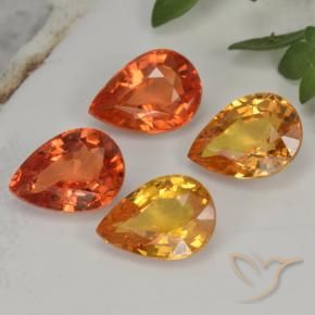 Zaffiro naturale arancione da 3,85 ct, taglio a pera, VVS-VS