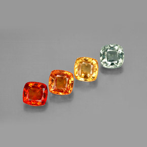 Zaffiro naturale multicolore da 2,79 ct, taglio a cuscino, VVS-VS