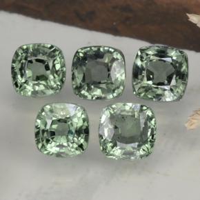 Zaffiro naturale verde da 3,66 ct, taglio a cuscino, VVS-VS
