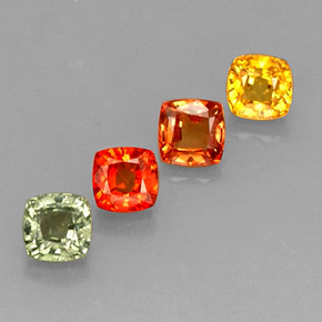 Zaffiro naturale multicolore da 3,16 ct, taglio a cuscino, VS