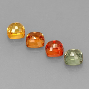 Zaffiro naturale multicolore da 3,16 ct, taglio a cuscino, VS