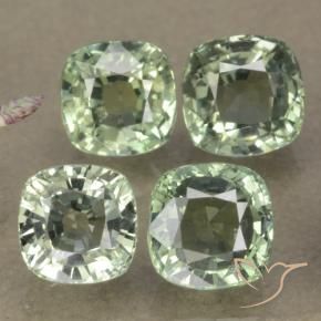 Gemme di Zaffiro Pale Green    naturale da 3.54 ct, Cuscino, VVS-VS