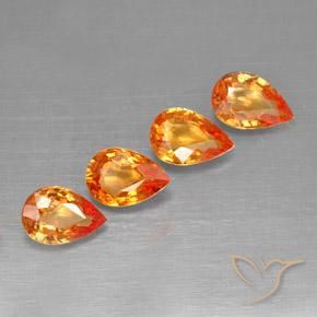 Gemme di Zaffiro Arancione rossastra naturale da 1.91 ct, Forma a pera, VS