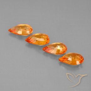 Gemme di Zaffiro Arancione rossastra naturale da 1.91 ct, Forma a pera, VS