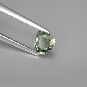 Zaffiro naturale verde da 0,82 ct, a forma di cuore, VVS-VS