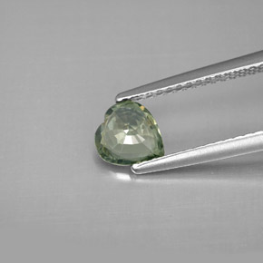 Zaffiro naturale verde da 0,82 ct, a forma di cuore, VVS-VS