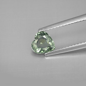 Zaffiro naturale verde da 0,90 ct, a forma di cuore, VVS-VS