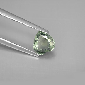 Zaffiro naturale verde da 0,90 ct, a forma di cuore, VVS-VS