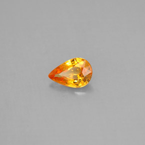Zaffiro naturale arancione da 0,51 ct, taglio a pera, VS