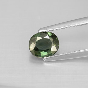 Zaffiro naturale verde da 0,80 ct, taglio ovale, VS