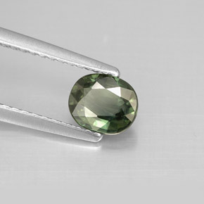 Zaffiro naturale verde da 0,80 ct, taglio ovale, VS