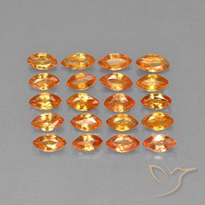 Gemme di Zaffiro Arancione scuro naturale da 3.03 ct, Taglio marquise, VVS-VS