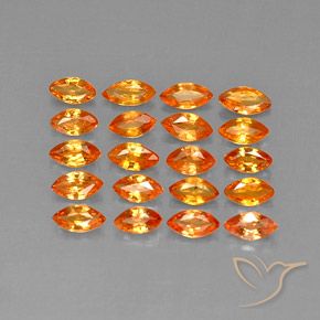 Gemme di Zaffiro Arancione scuro naturale da 4.36 ct, Taglio marquise, VVS-VS