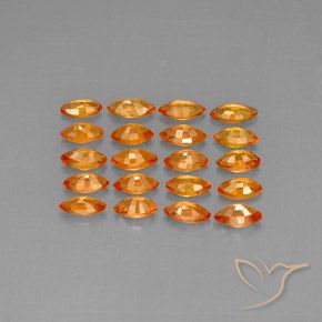 Gemme di Zaffiro Arancione scuro naturale da 4.36 ct, Taglio marquise, VVS-VS