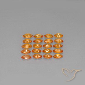 Gemme di Zaffiro Arancione scuro naturale da 4.59 ct, Taglio marquise, VVS-VS