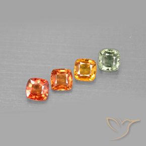 Zaffiro naturale multicolore da 1,95 ct, taglio a cuscino, VVS-VS
