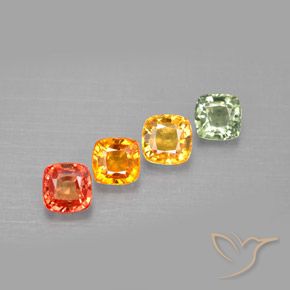 Zaffiro naturale multicolore da 2,64 ct, taglio a cuscino, VVS-VS