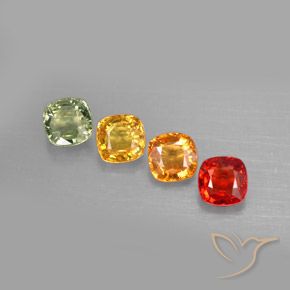 Zaffiro naturale multicolore da 2,38 ct, taglio a cuscino, VVS-VS