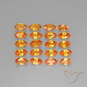 Gemme di Zaffiro Arancione scuro naturale da 4.81 ct, Taglio marquise, VVS-VS