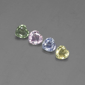 Zaffiro naturale multicolore da 1,30 ct, a forma di cuore, VVS-VS