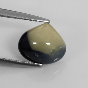 Zaffiro naturale bicolore da 1,75 ct, taglio a pera, opaco