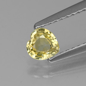 Zaffiro naturale giallo da 0,38 ct, a forma di cuore, VVS