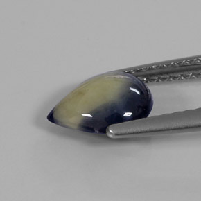 Zaffiro naturale bicolore da 1,31 ct, taglio a pera, opaco