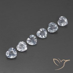 Gemme di Zaffiro Bianco bluastro naturale da 1.98 ct, Cuore, VVS