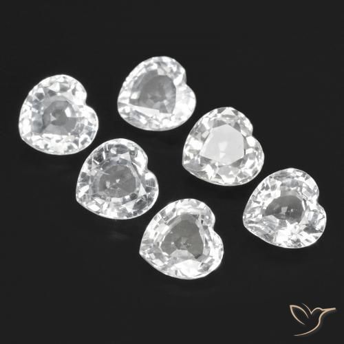 Gemme di Zaffiro Bianco bluastro naturale da 2.72 ct, A forma di cuore, VVS-VS
