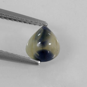 Zaffiro naturale bicolore da 1,45 ct, taglio a pera, opaco
