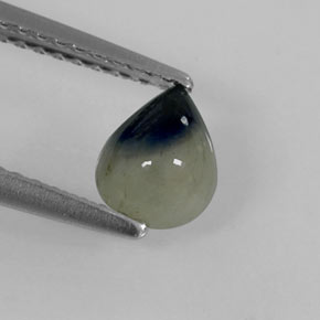 Zaffiro naturale bicolore da 0,90 ct, taglio a pera, traslucido