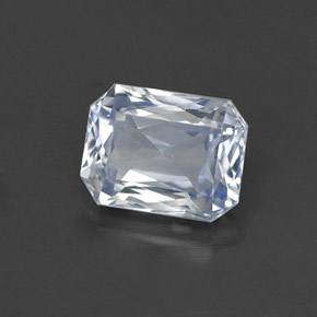 Zaffiro naturale bianco da 1,51 ct, taglio smeraldo, VS