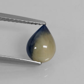 Zaffiro naturale bicolore da 1,66 ct, taglio a pera, opaco