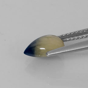Zaffiro naturale bicolore da 1,66 ct, taglio a pera, opaco