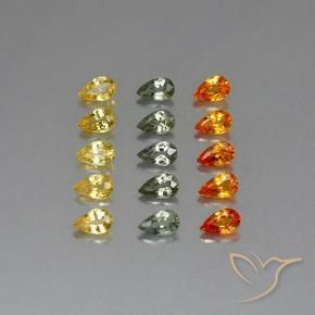Zaffiro naturale multicolore da 3,88 ct, taglio a pera, VVS