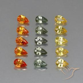 Zaffiro naturale multicolore da 3,88 ct, taglio a pera, VVS