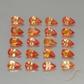 Gemme di Zaffiro Arancio Medio naturale da 4.60 ct, Forma a pera, VVS-VS