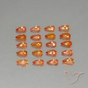 Gemme di Zaffiro Arancio Medio naturale da 4.60 ct, Forma a pera, VVS-VS