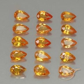 Gemme di Zaffiro Arancio Medio naturale da 4.46 ct, Forma a pera, VVS-VS