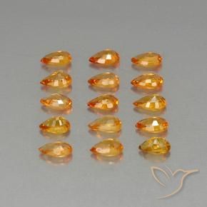 Gemme di Zaffiro Arancio Medio naturale da 4.46 ct, Forma a pera, VVS-VS