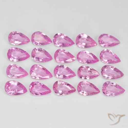 Gemme di Zaffiro Rosa porpora chiaro reale naturale da 4.48 ct, Forma a pera, VVS-VS