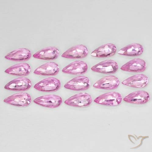 Gemme di Zaffiro Rosa porpora chiaro reale naturale da 4.48 ct, Forma a pera, VVS-VS