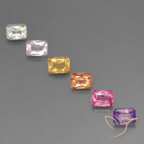 Gemme di Zaffiro Multicolore naturale da 1.93 ct, Ottagonale / Taglio smeraldo, VVS-VS