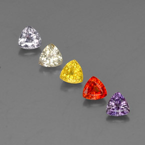 Gemme di Zaffiro Multicolore naturale da 1.77 ct, Taglio trillion, VVS-VS
