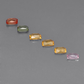 Zaffiro naturale multicolore da 1,20 ct, taglio smeraldo, VS