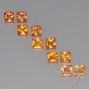 Zaffiro naturale arancione da 1,51 ct, quadrato, VVS-VS